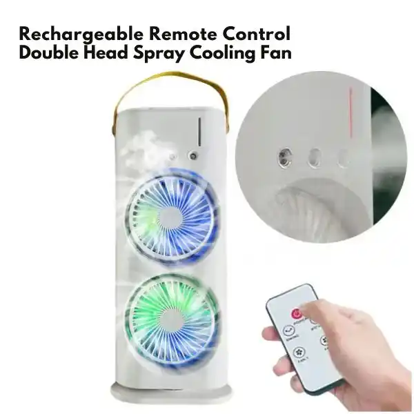 Rechargeable Remote Control Double Head Spray Cooling Fan