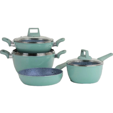 Kiam 7 Piece Ceramic Coating Granite Non Stick Cookware Set (Induction Cooker Supported)