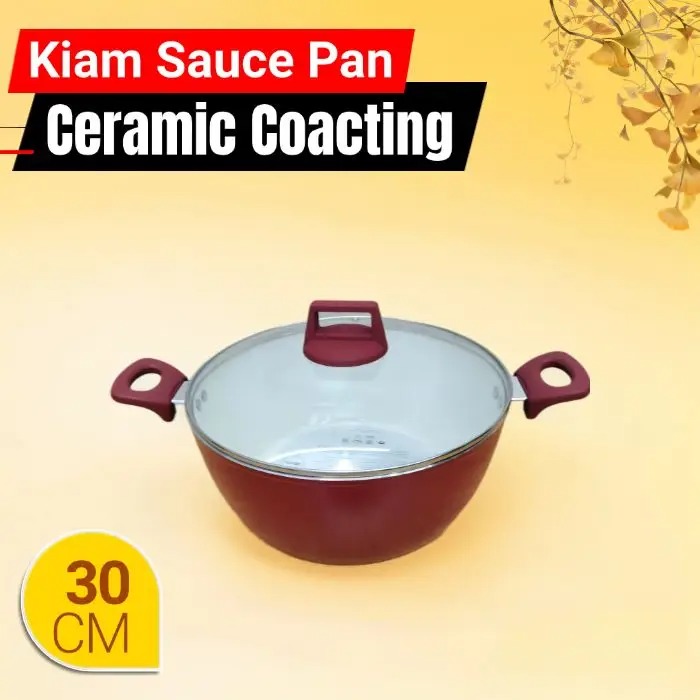 Kiam Ceramic Non Stick Casserole (Sauce Pan) With Glass Lid 30CM