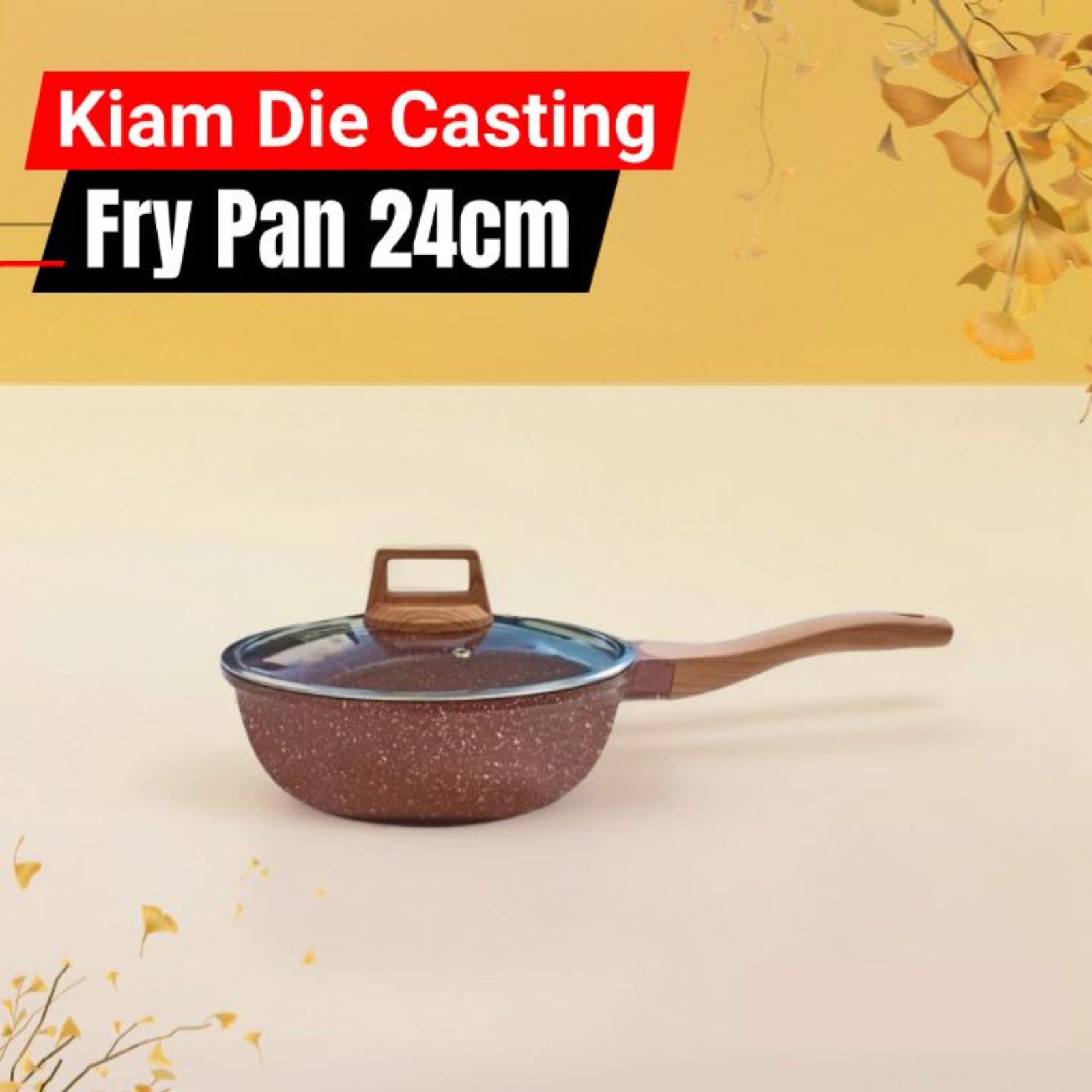 Kiam Die Casting Non-Stick Fry Pan 24cm Glass Lid