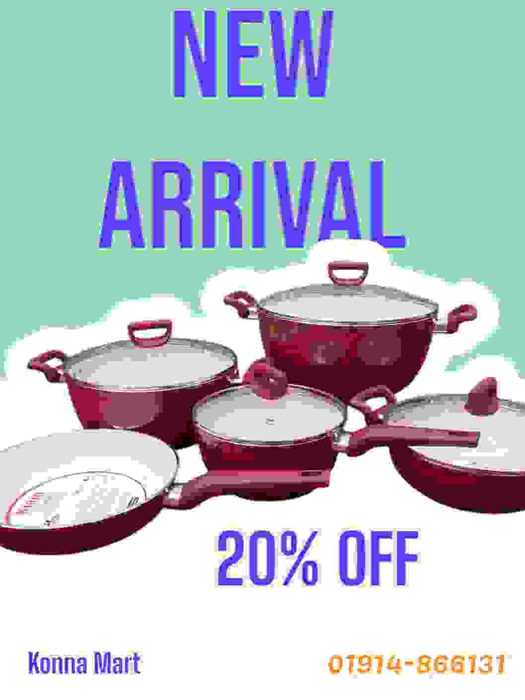 Kiam 9 Pcs Ceramic Coating Non Stick Cookware Set